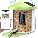 Cozion Vogelfutterhaus mit Kamera, Vogelhaus Kamera Vogelfutterstation Kamera Futterstationen für Wildvögel 1080P HD Vogelvideos Vogelfutterspender Vogelhäuschen Kamera mit KI Erkennung Vogelkamera